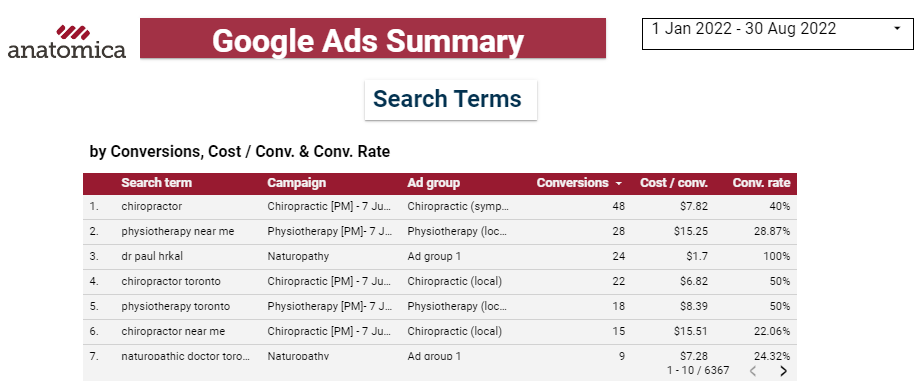 google ads summary