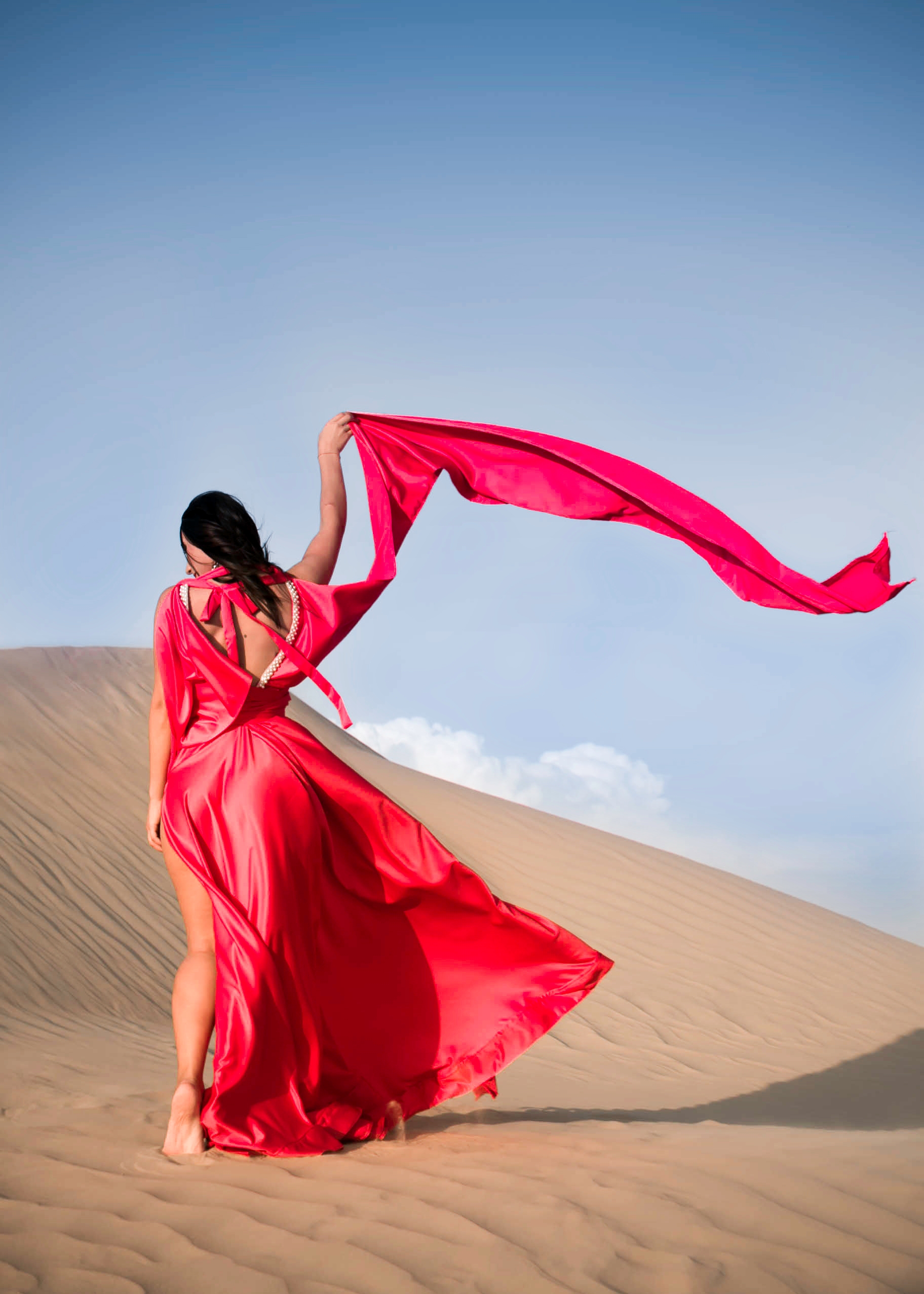 flying dress photoshoot in dessert